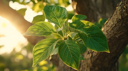 Detailed Macro Shot of Leaves with Natural Illumination