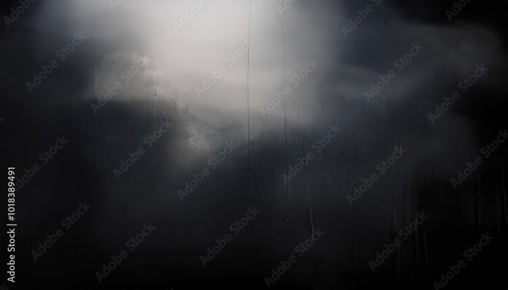 Poster Isolated Ray of Light Breaking Through Darkness and Mist, Creating a Mysterious and Ethereal Atmosphere