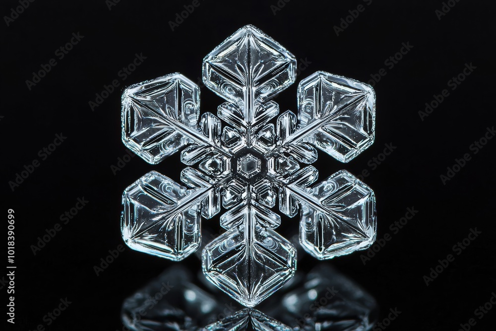 Poster stunning snowflake crystal detail showcasing intricate patterns and delicate symmetry. perfect for w