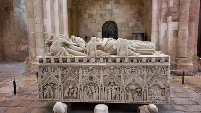 Santa Maria Monastery at Alcobaca, Portugal, Tomb of Dona Ines de Castro, Alcobaca, Estremadura and Ribatejo Province, Portugal, Unesco World Heritage Site