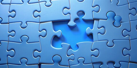 A Blue Puzzle with a Missing Piece Depicting the Concept of Incomplete Solutions