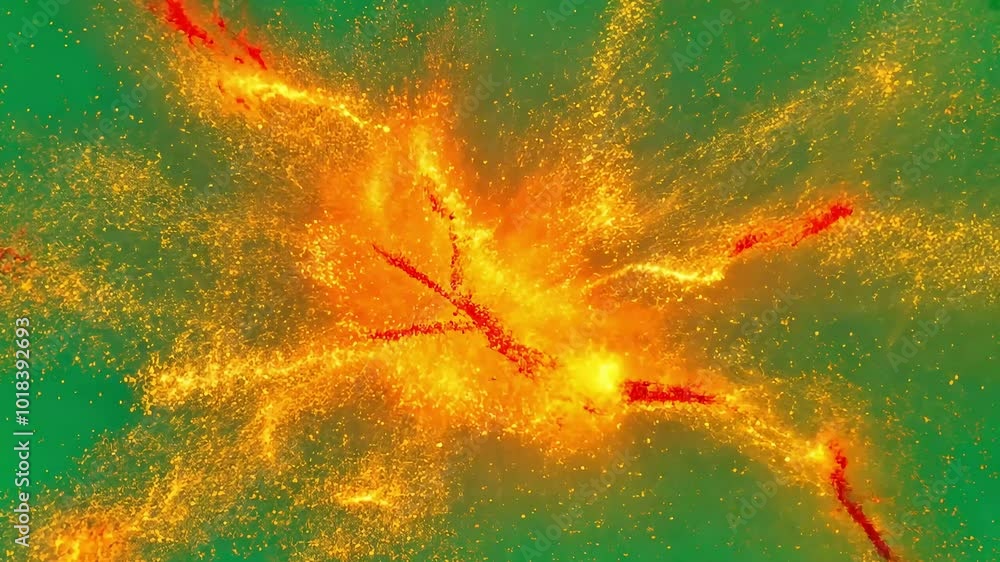 Poster red powder explodes on a green screen background, creating a fiery burst of color. perfect for visua