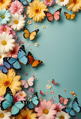 flowers and butterflies decorated background