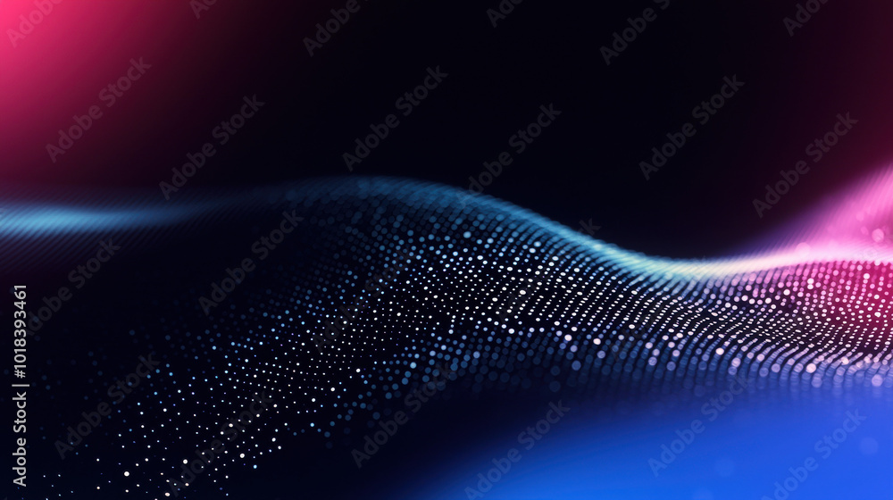 Poster a mesmerizing abstract wave of colorful dots creating a digital landscape, perfect for backgrounds, 