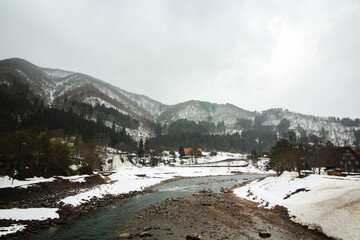 snow covered mountains