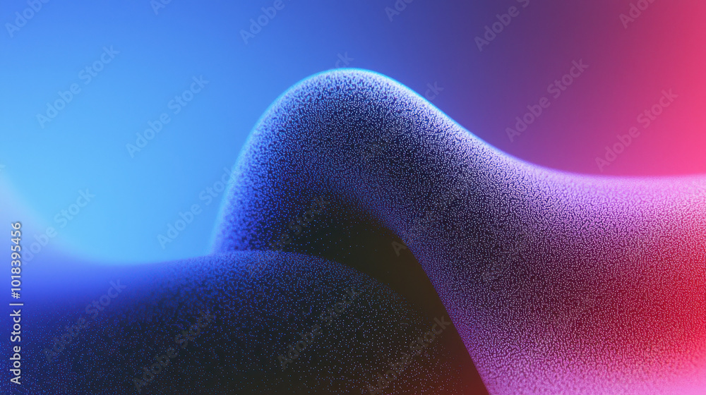 Poster abstract wave forms in vibrant blue and red hues create a dynamic visual experience, perfect for mod