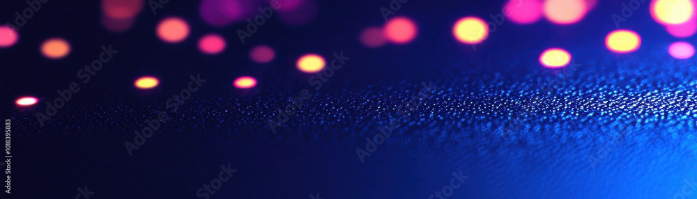 Poster a vivid close-up of a textured surface with colorful bokeh lights, creating an enchanting and dreamy
