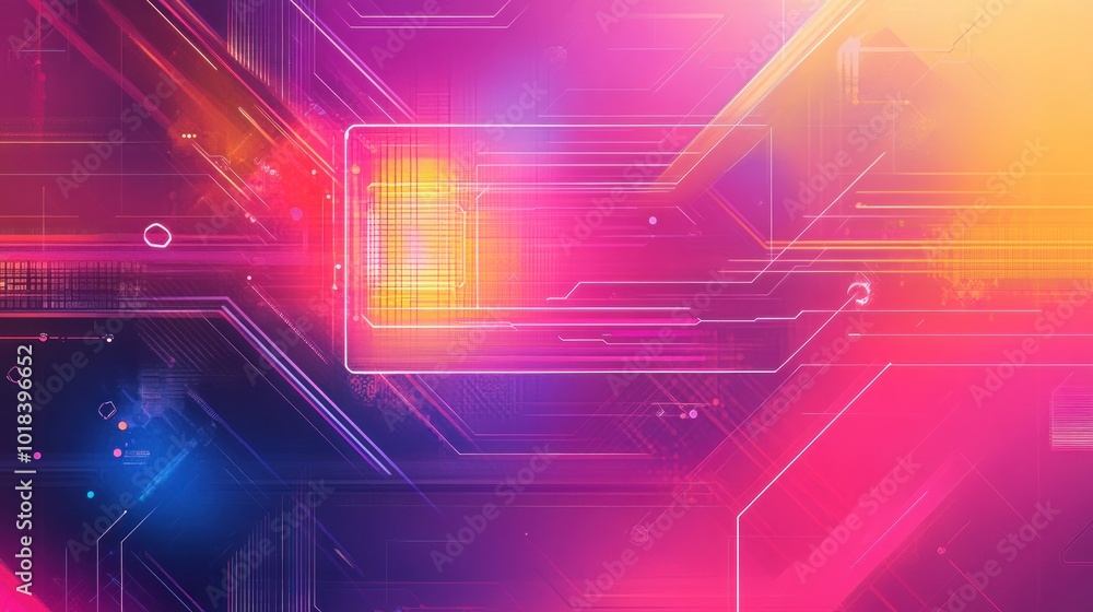 Poster abstract digital illustration representing technology and connectivity gradient background