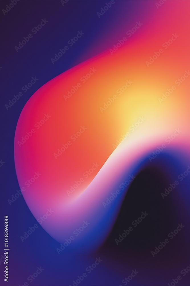 Poster a vibrant and abstract composition with smooth curves and a blend of warm colors, creating a mesmeri