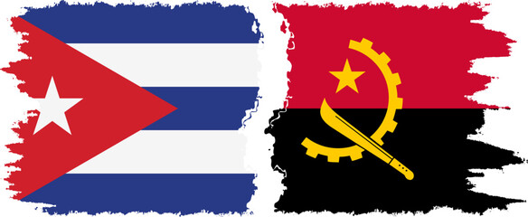 Angola and  Cuba grunge flags connection, vector