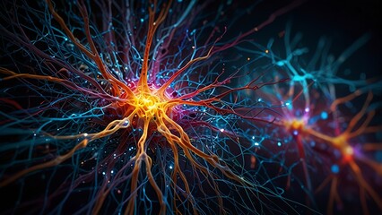 Fototapeta premium Free Photo Digital AI chip integral into abstract technology brain ai on dark blue background 