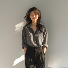 셔츠 패션 모델 한국 여성