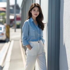 셔츠 패션 모델 한국 여성