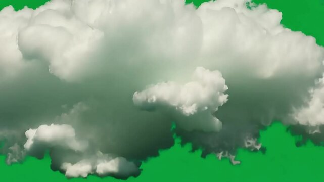White clouds gracefully morph against a green screen backdrop. Ideal for visual effects, compositing, and various creative projects