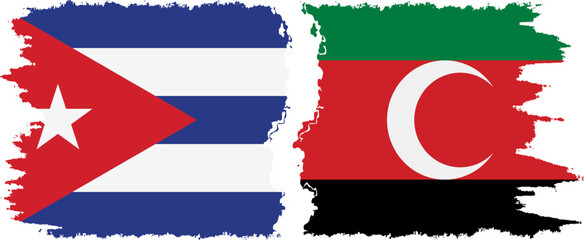 Darfur and  Cuba grunge flags connection, vector
