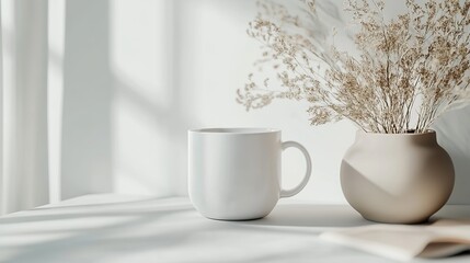 Showcase your designs effortlessly with this customizable blank white mug mockup against a pristine white background. The mockup provides a realistic and professional presentation for your logo