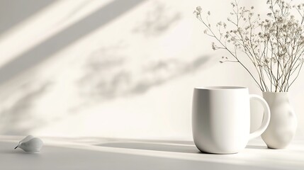 Showcase your designs effortlessly with this customizable blank white mug mockup against a pristine white background. The mockup provides a realistic and professional presentation for your logo