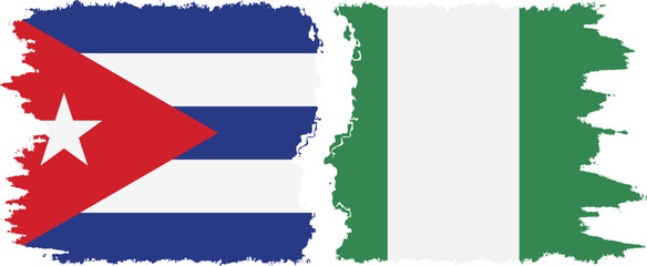 Nigeria and  Cuba grunge flags connection, vector