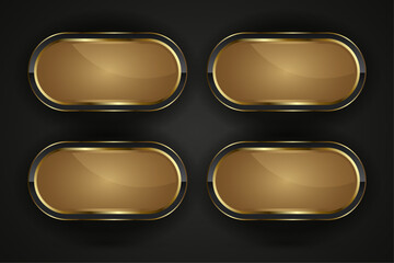 Four Luxury Black and gold buttons with premium stoked vector design, metallic sheen at the center vector, illustration