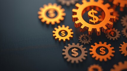 Dollar sign gears representing finance concepts.