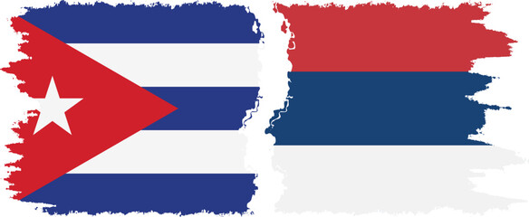 Serbia and  Cuba grunge flags connection, vector