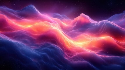 Abstract Cosmic Landscape With Vibrant Hues And Shimmering Stars