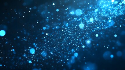 Abstract blue background with digital network connections and glowing dots for technology, data transfer, or internet concept.