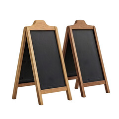Two wooden chalkboard signs, white isolate background transparent background