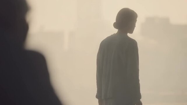 Avoidant person standing alone, emotional detachment, attachment style concept