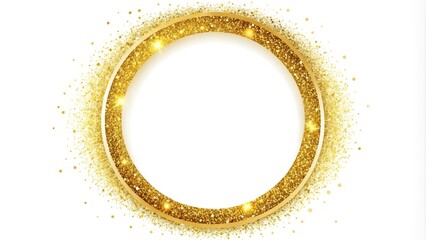 Gold circle sparkle frame with glitter on tilted angle