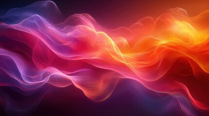 Obraz premium Abstract Art with Dynamic Wavy Lines in Vibrant Red, Orange, and Purple Hues