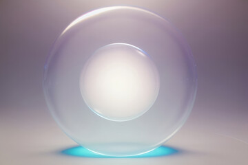 A translucent sphere with a subtle glow, made of glass or transparent material, illuminated by soft light, suggests an ethereal, high-tech atmosphere, potentially influencing futurism or technology co