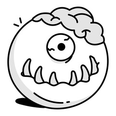 Scary monster icon in doodle style
