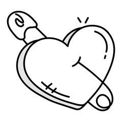 Heart pin icon in doodle style 
