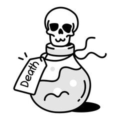 Toxic potion icon in doodle style 

