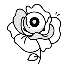 A doodle style icon of a spooky flower 
