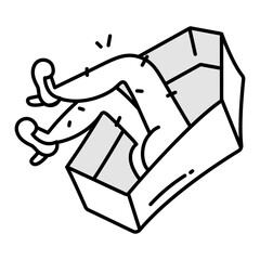 A creepy casket icon in drawing style 
