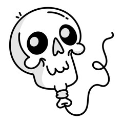 Skull balloon icon in drawing style 
