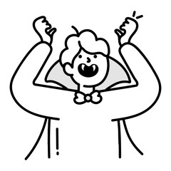 A doodle style icon of a vampire character 
