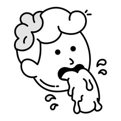 A spitting character icon in drawing style 