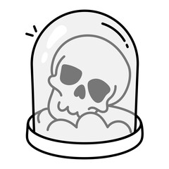 Preserved skull icon in doodle style 
