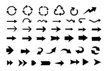 Black vector arrows collection. Arrow. Cursor. Arrow vector icon. Modern simple arrows. Collection different Arrows on flat style for web design or interface and direction symbols.