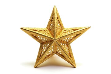 Obraz premium Golden Christmas star ornament on white background