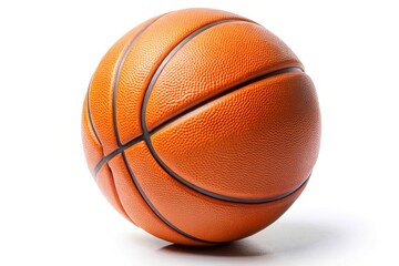 Fototapeta premium Orange rubber deflated basketball ball on white background Close-Up