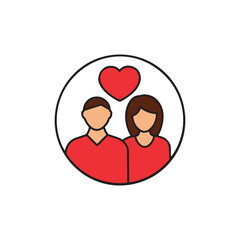 Couple love and romance icons, valentine's day and relationship, couple in love vector icon, Color illustration icon for couple.