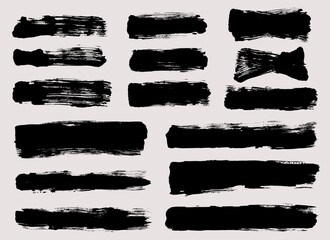 Brush strokes vector. Painted rectangles collection. Grunge long text boxes or textured backgrounds set.