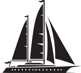 Yacht, boat silhouette, vector illustration black color