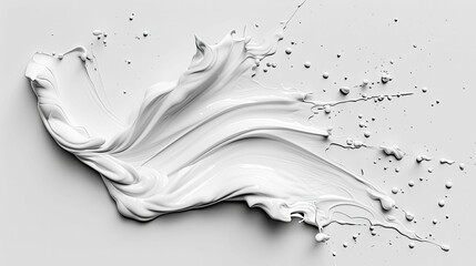 Abstract White Liquid Splash with Droplets