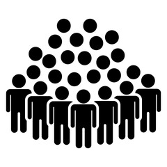 Illustration showing a black silhouette icon of a group of people on a white background