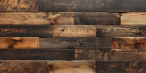 Rustic Reclaimed Wood Paneling A Textured Background of Interlocking Brown and Dark Brown Wooden Boards
